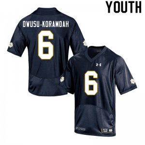 Notre Dame Fighting Irish Youth Jeremiah Owusu-Koramoah #6 Navy Under Armour Authentic Stitched College NCAA Football Jersey ICY1899XR